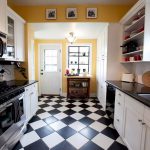 top modern kitchen flooring materials. rhombic ceramic tile in black and  white LMJIGSC