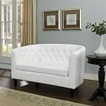 white tufted loveseat image is loading white-tufted-loveseat -modern-chesterfield-settee-leather-look- PLJTBFV