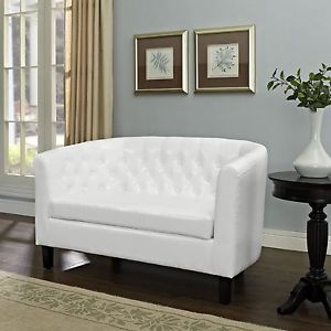 white tufted loveseat image is loading white-tufted-loveseat -modern-chesterfield-settee-leather-look- PLJTBFV