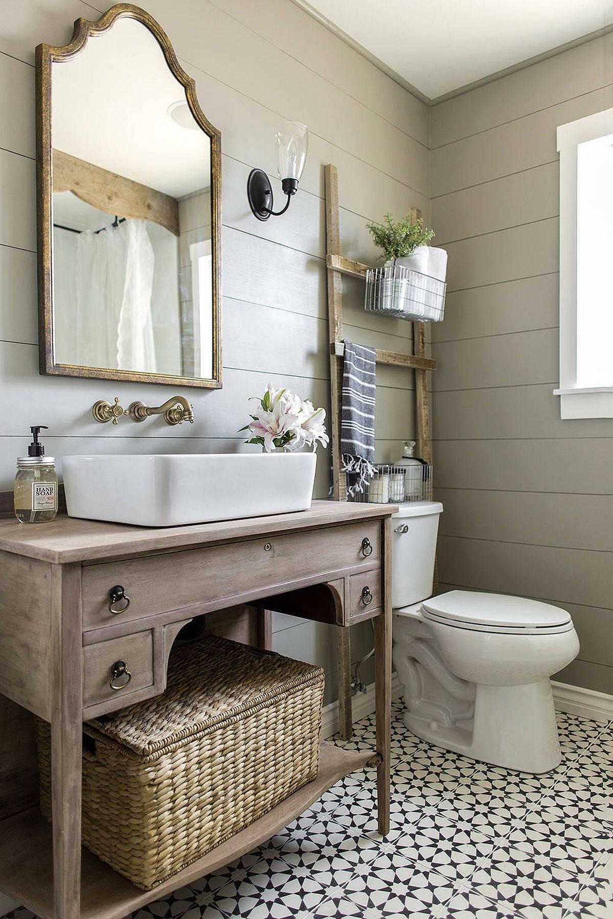 Classic tile patterns ⁢bring visual⁣ interest to farmhouse bathrooms