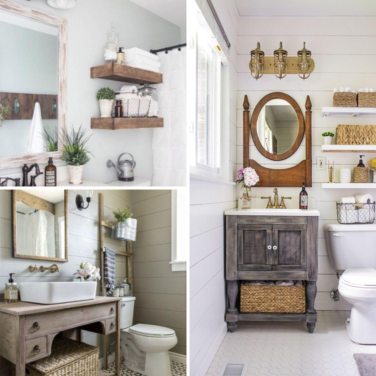 Creative storage solutions maximize space in farmhouse bathrooms