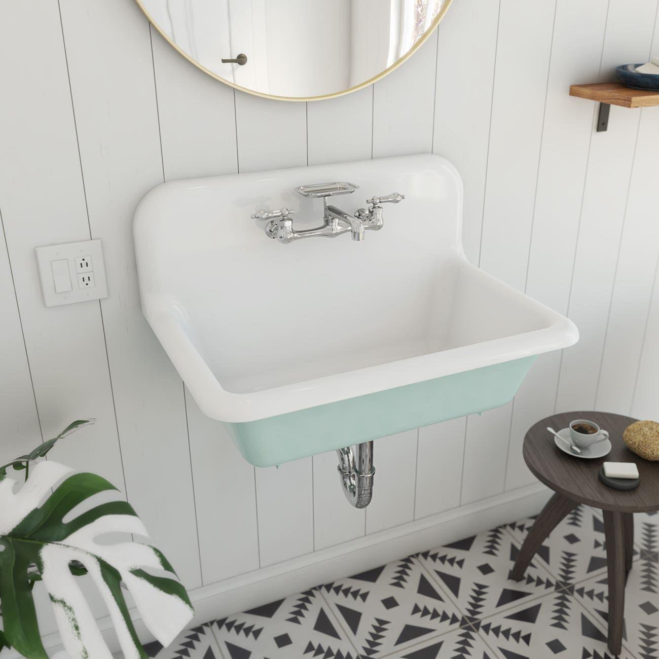 Add vintage farmhouse sinks for timeless character in farmhouse bathrooms