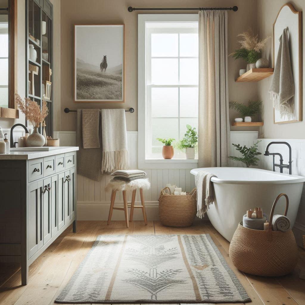 Cozy cotton textiles add ⁣comfort to farmhouse bathrooms