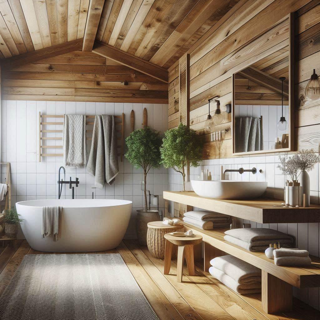 Rustic wood accents elevate⁤ farmhouse bathrooms to new heights