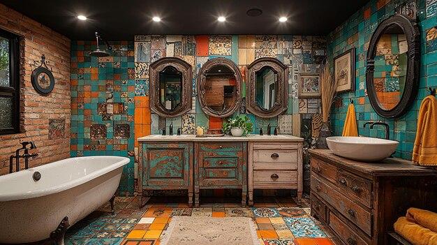 Vintage tiling brings character to ‌rustic farmhouse bathrooms