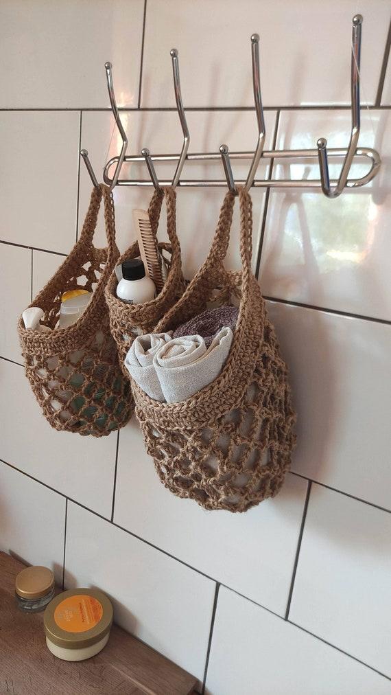 Quaint baskets provide stylish storage in farmhouse bathrooms