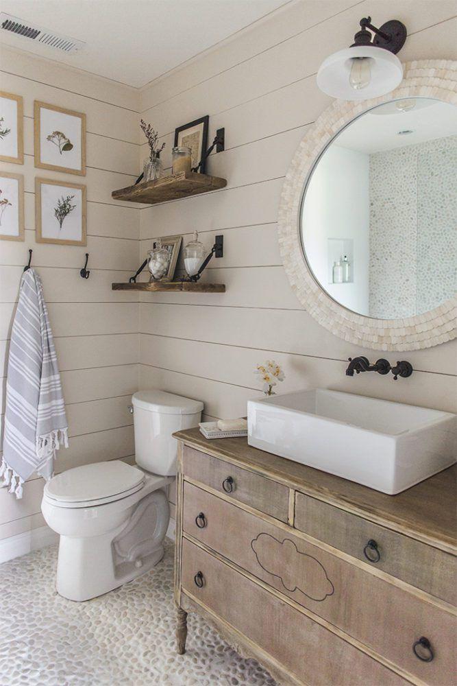 Embrace shiplap walls for classic farmhouse bathrooms appeal