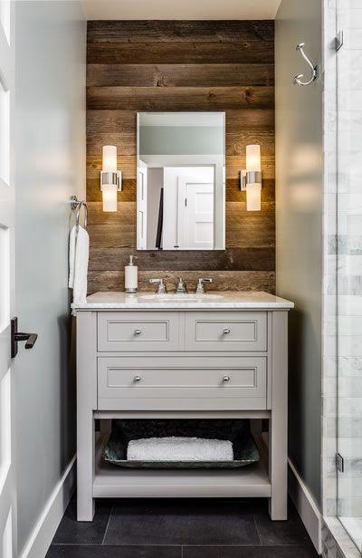 Create⁤ a rustic⁤ accent wall with reclaimed wood in farmhouse​ bathrooms