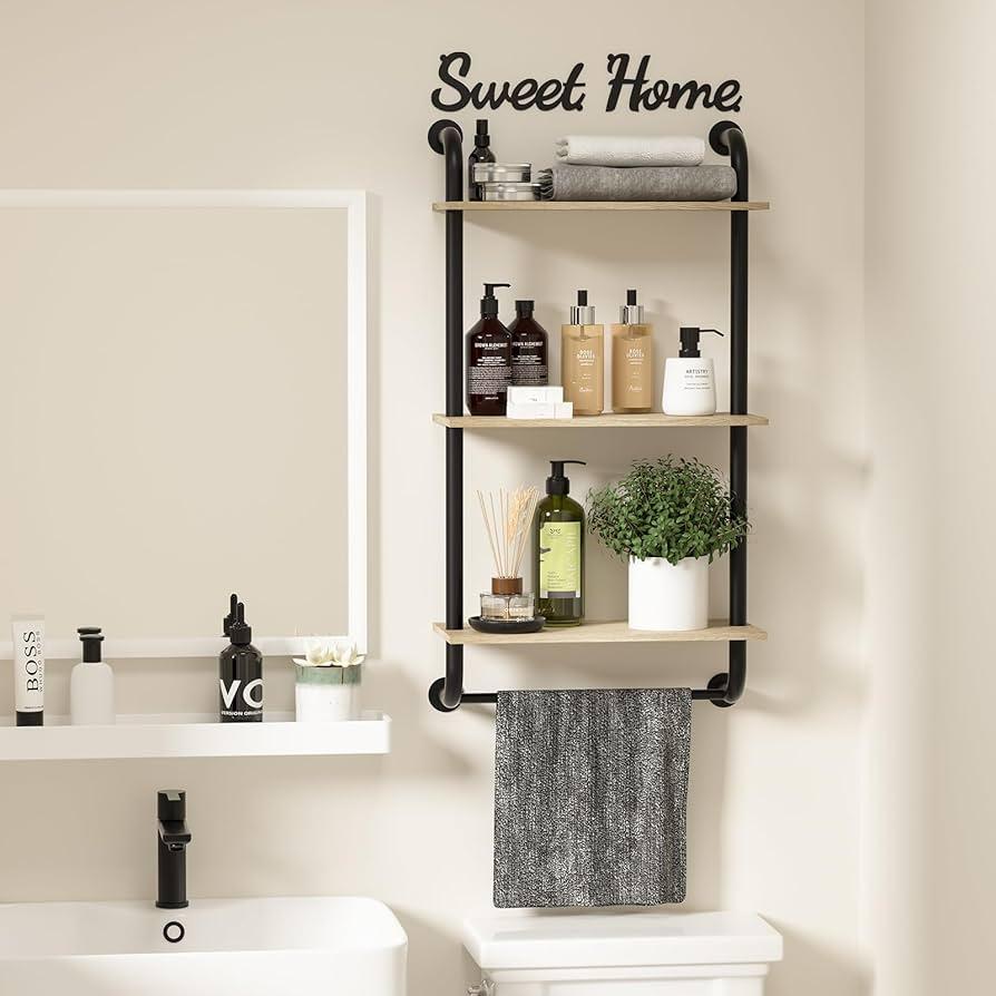 Open ‍shelving displays curated collections ​in charming Farmhouse‌ Bathrooms