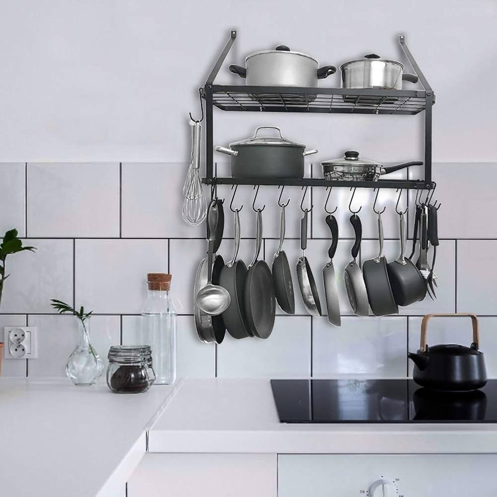 Incorporate a wall-mounted pot‍ rack for farmhouse bathroom creativity