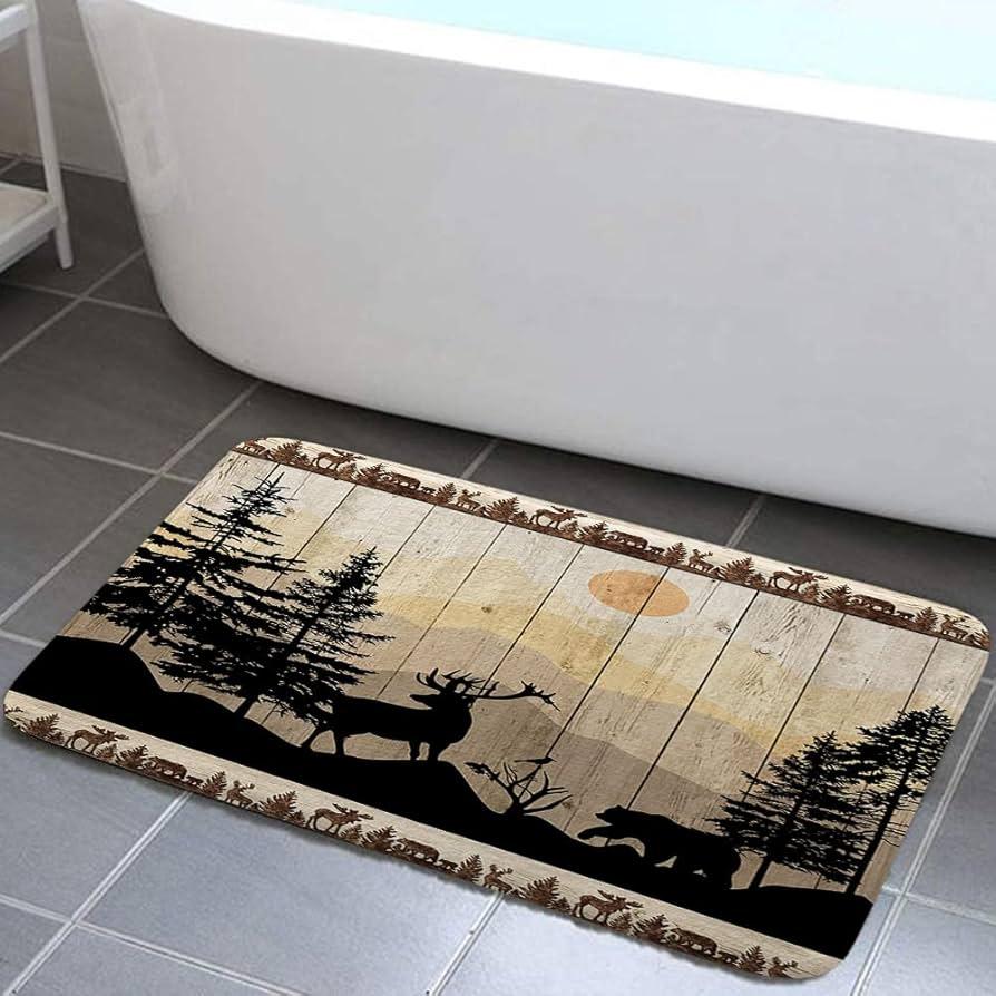 Charming rugs ‌soften ‍the feel of farmhouse bathrooms