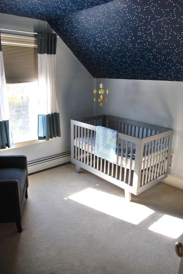 Starry night ceilings create a magical atmosphere for a boy nursery