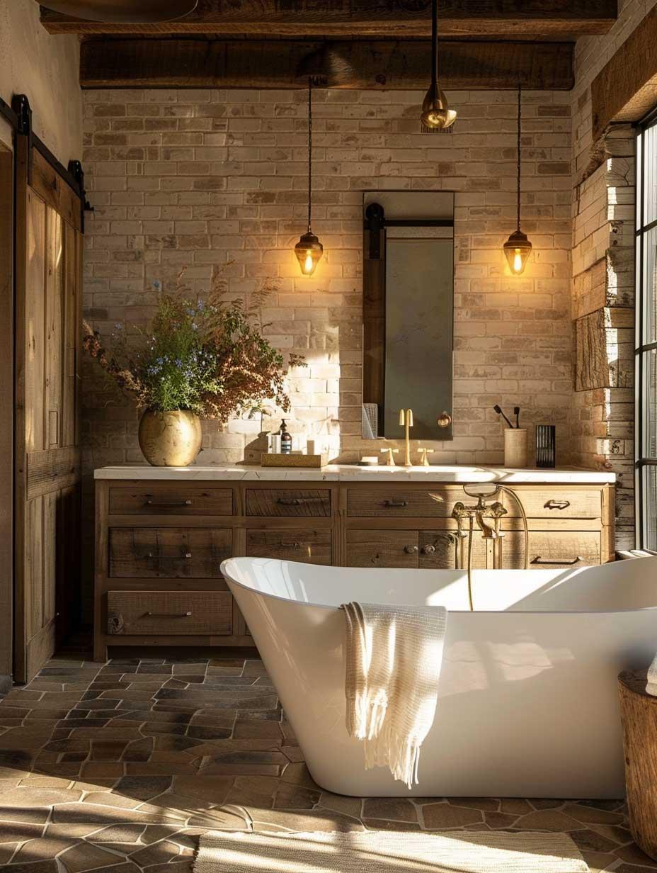 Soft, warm lighting creates cozy atmospheres⁣ in farmhouse bathrooms