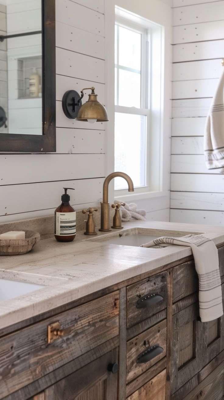 Natural stone⁣ countertops⁢ enhance the beauty of farmhouse bathrooms