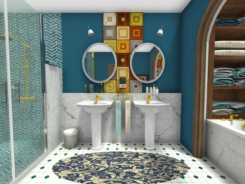 Mix of modern and antique elements for‌ contrast in your eclectic bathroom