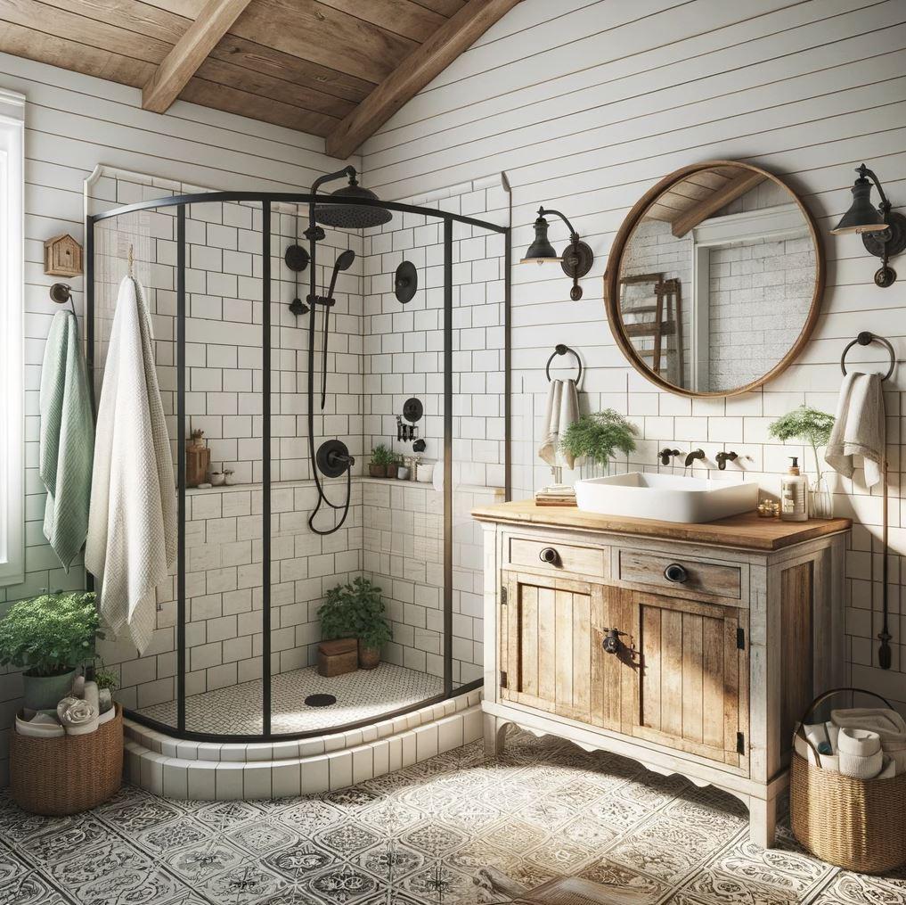 Feature a ⁢cozy reading nook in spacious farmhouse bathrooms