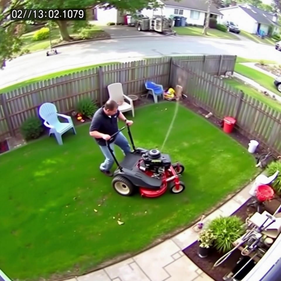 Lawnmower Fail – bizarre funny near fatal