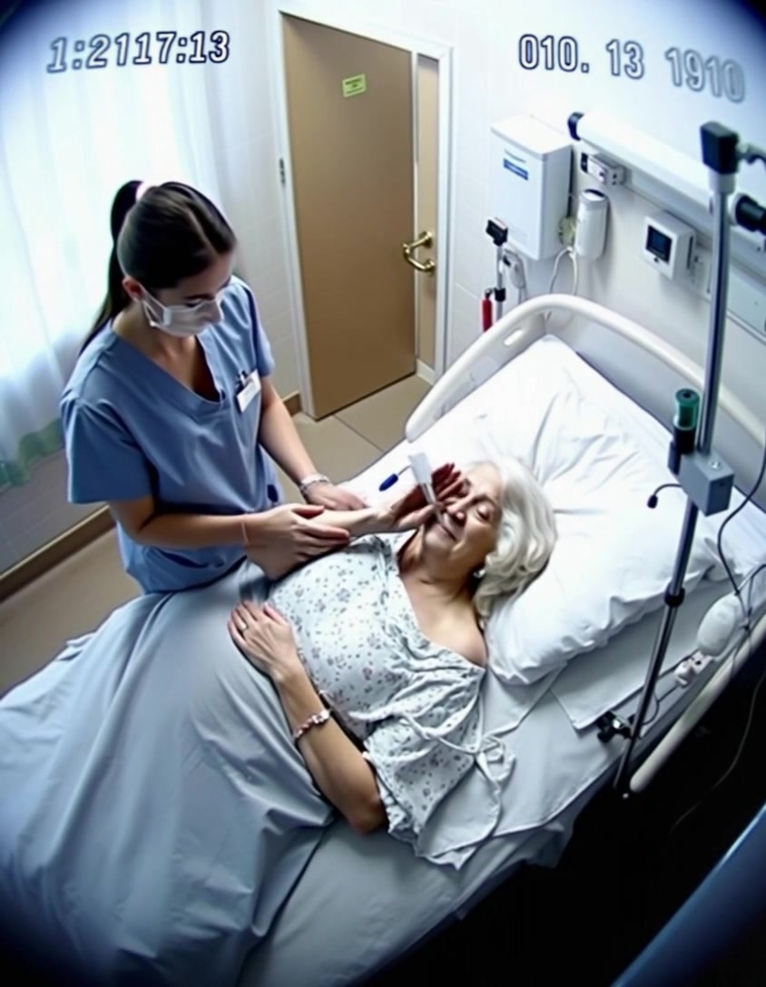 An elderly woman was living her final hours, and beside her was only a young