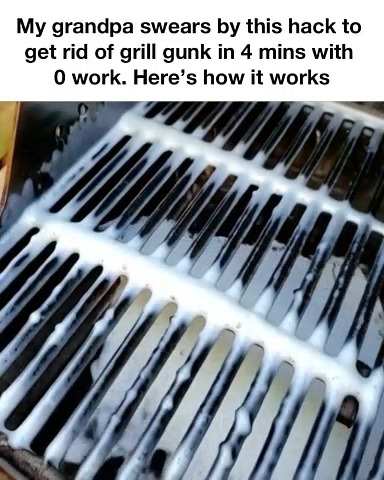 My grandpa swears by this hack to get rid of grill gunk in 4 mins with 0 work. Here’s how it works