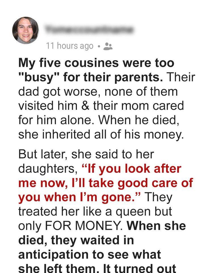 5 Sisters Took Care of Their Mom Only to Get an Inheritance & Got Surprise Checks When She Died