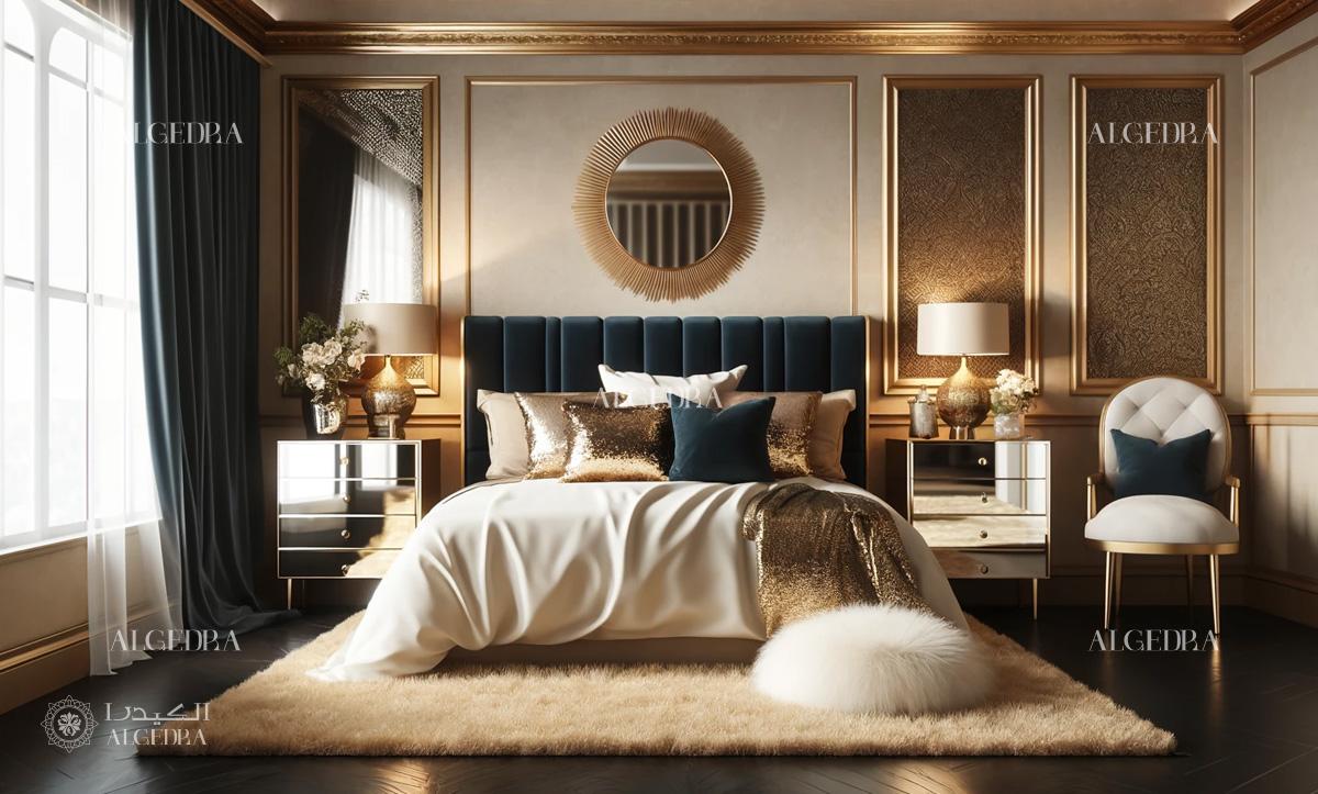 Glamorous Bedroom: Create a luxurious escape⁢ with rich⁢ fabrics and sparkling details