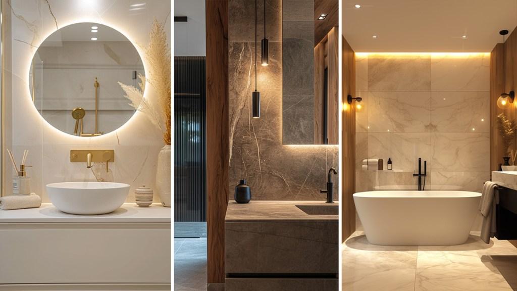 Create a spa-like atmosphere with soft lighting in your narrow bathroom