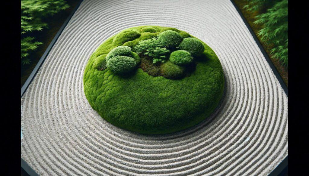 Delicate moss carpets enhance the natural beauty of your Zen​ Garden