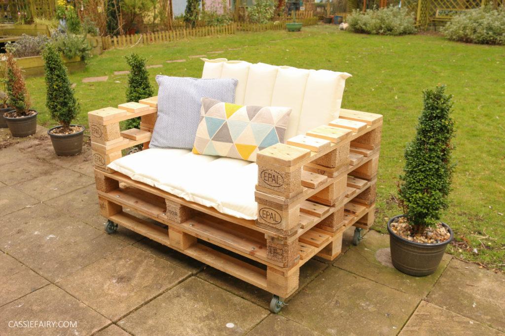 Use a pallet garden to create creative seating options in your backyard