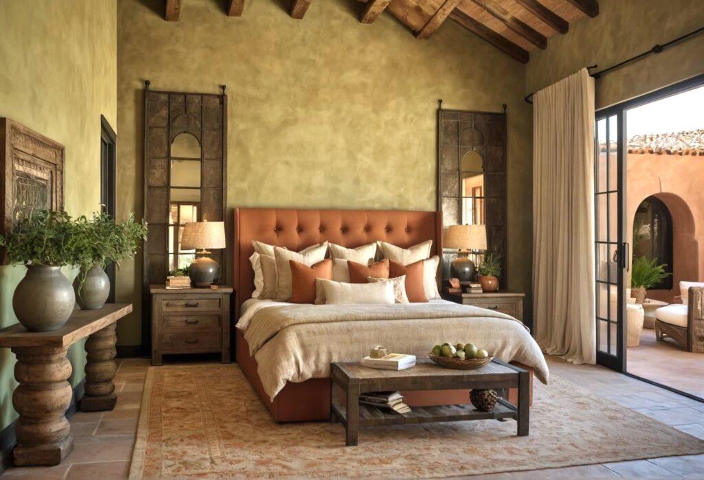 Mediterranean Bedroom: Evoke warmth with terracotta colors and rustic decor