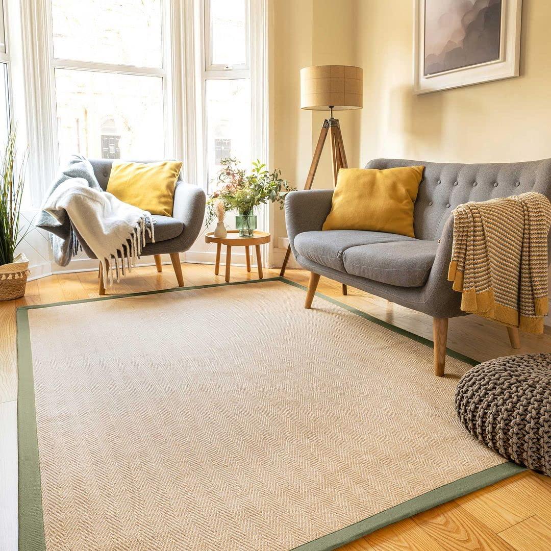 Use jute rugs for texture and warmth in your earthy living room