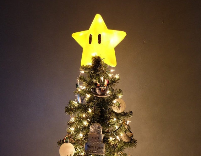 3-D Printed Super Mario Power Star Christmas Tree Topper - Geekolog