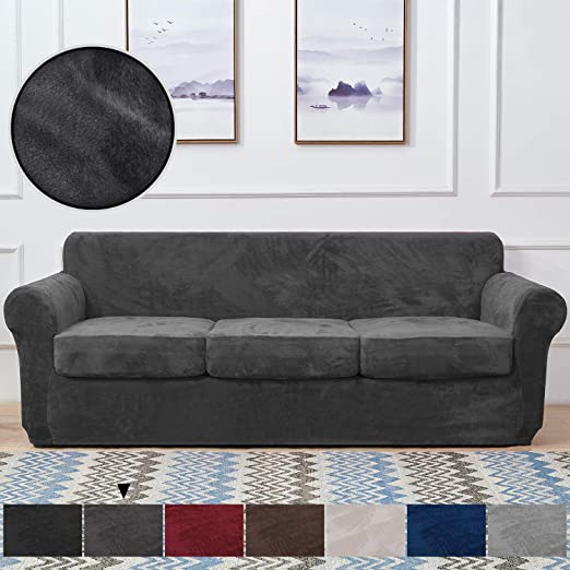 Amazon.com: RHF Velvet Couch Cover 4 Piece Sofa Cover Sofa .
