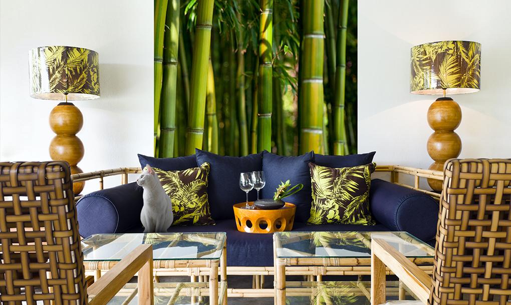 Integrate bamboo elements for a sustainable touch in your earthy living room