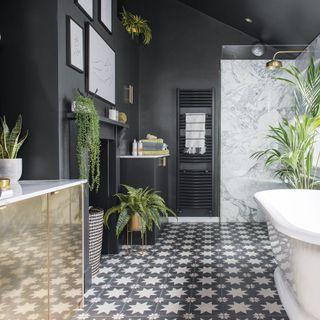 Statement plants bring life to an eclectic bathroom space