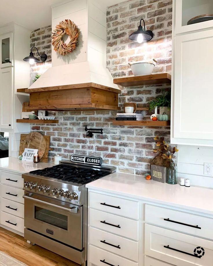 A robust range hood adds a stylish focal point to your farmhouse kitchen