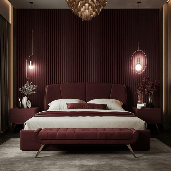 Select vintage furniture pieces for timeless charm in Burgundy Bedroom