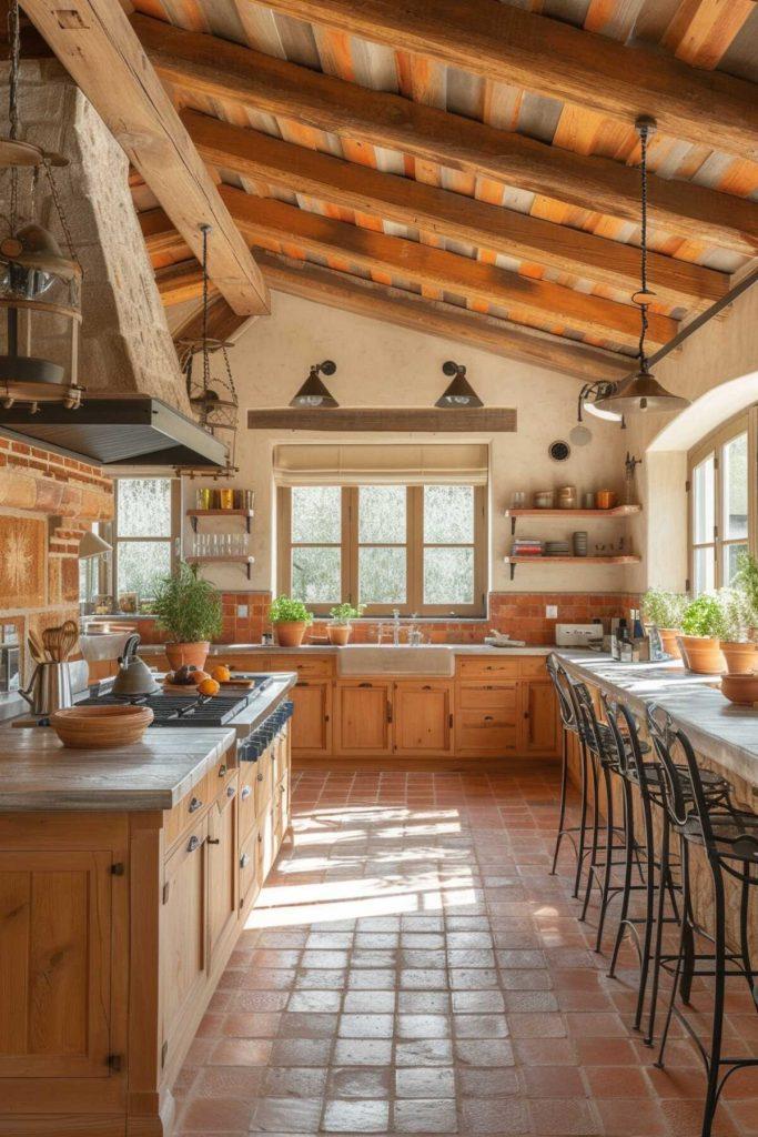 A mix of textures creates visual interest in your farmhouse kitchen