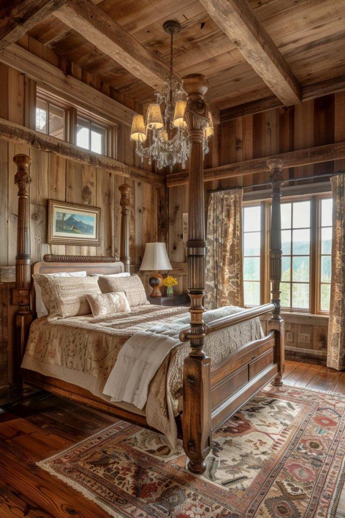 Rustic Cabin Bedroom: Capture the essence of nature with wood and warmth