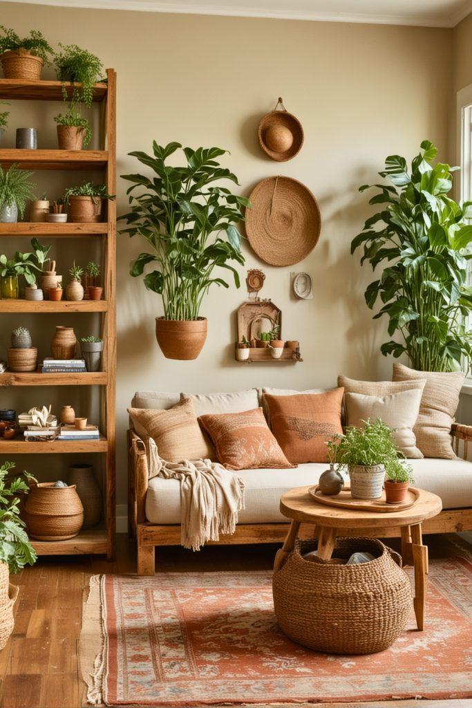 Incorporate ⁣handmade pottery as decor in your earthy living room