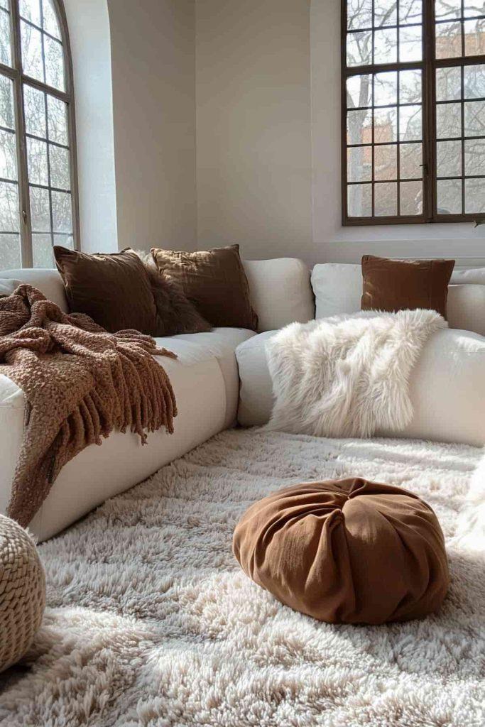 Layer textures ⁤with throws and cushions for ⁢a cozy living room atmosphere