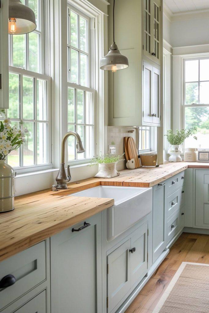 A large farmhouse sink for convenience and rustic charm in your farmhouse kitchen