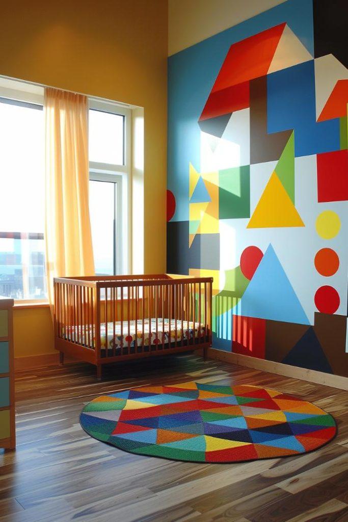 Colorful geometric ​patterns stylishly ⁤brighten a Boy Nursery and spark creativity