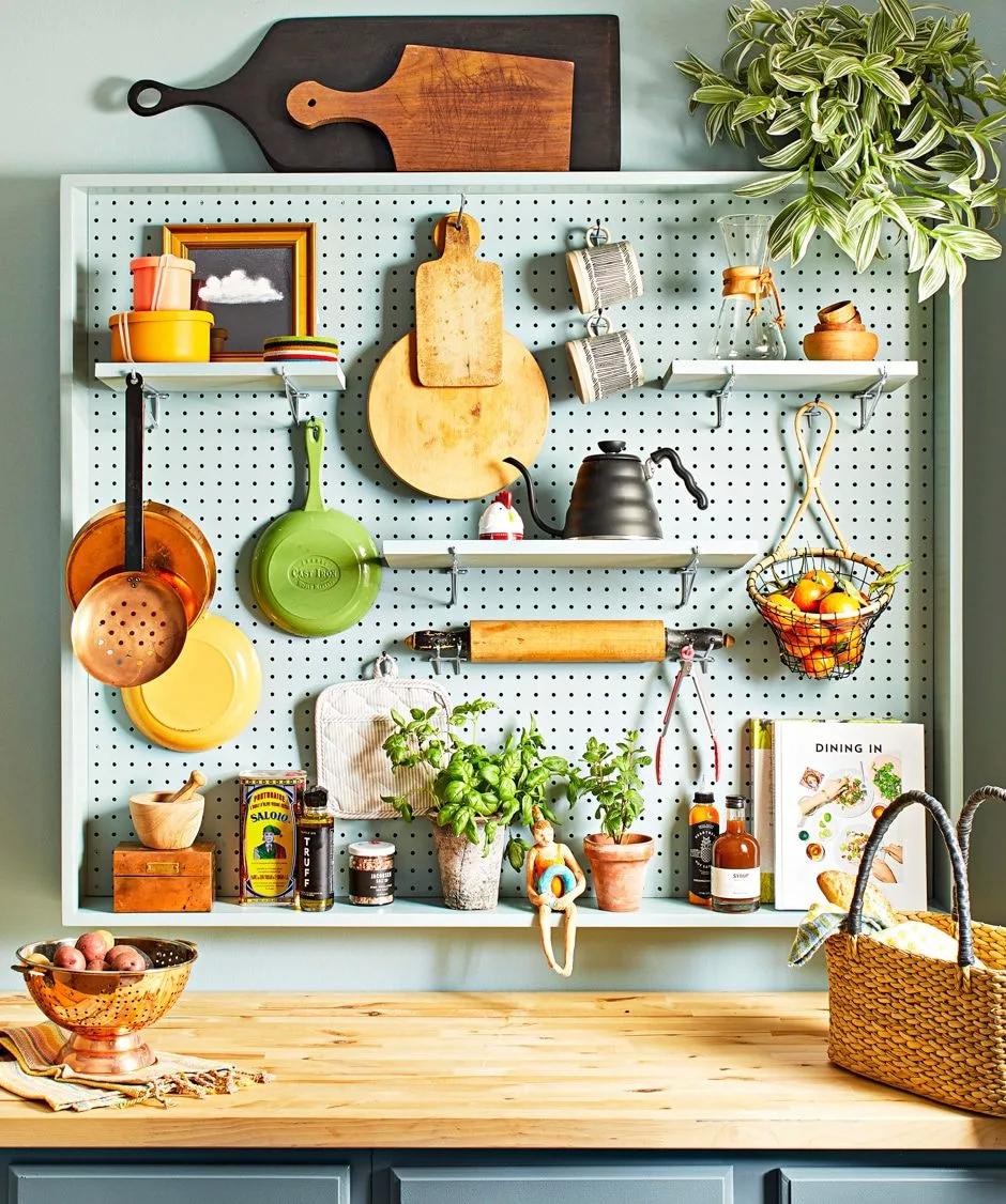 Use a pegboard for easy access to tools in your galley kitchen