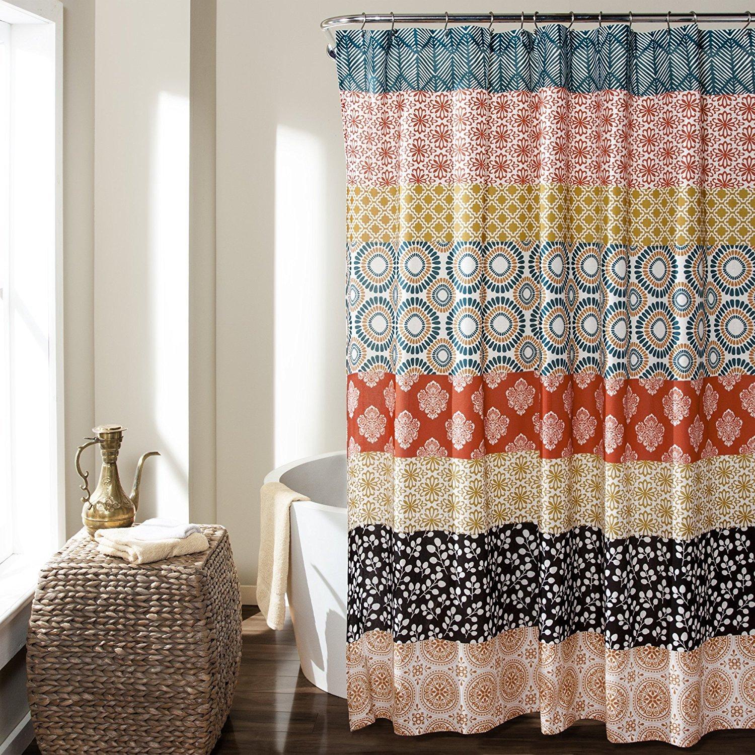 Incorporate a shower curtain with bold patterns to enhance small bathrooms