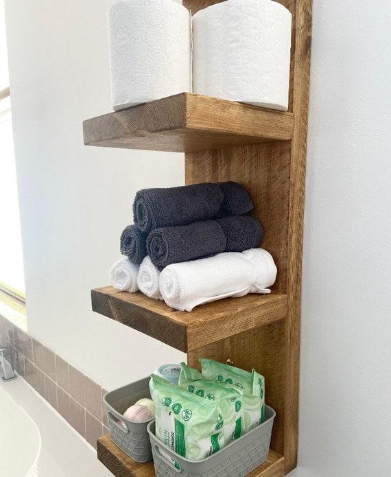 Unique shelving units crafted from reclaimed materials for your eclectic bathroom