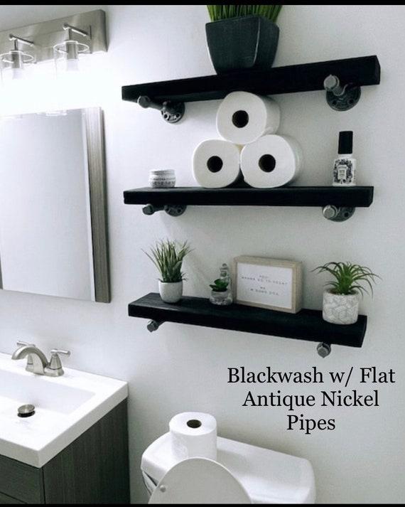 Install floating shelves to utilize vertical space in your narrow bathroom