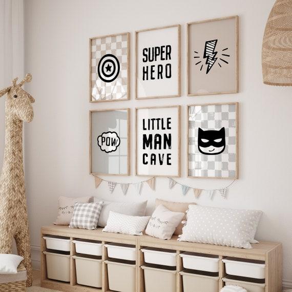 Superhero-inspired Boy Nursery with capes and comic book ‍wall art