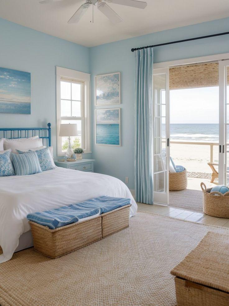 Coastal Bedroom:​ Evoke beach‍ vibes ‍with soft whites and ocean blues