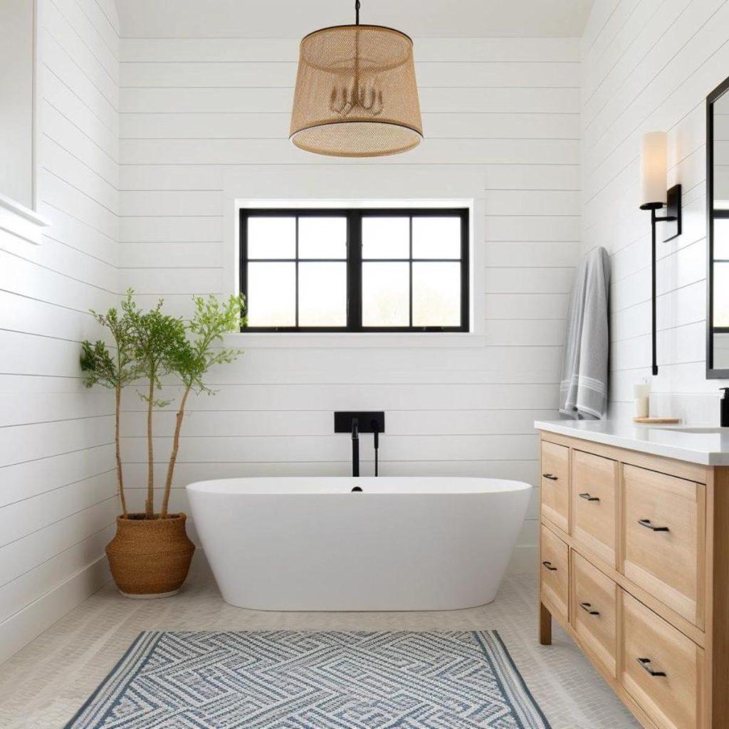 Choose a freestanding tub for‍ a luxurious⁤ farmhouse bathrooms experience