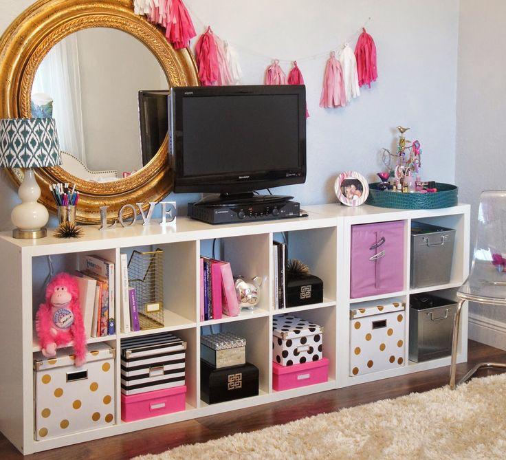 Decorative storage bins for clutter-free organization in your teen girl bedroom